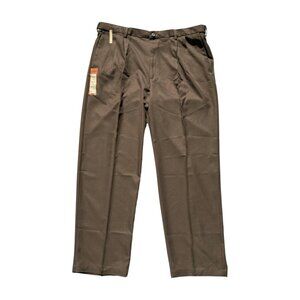 Brown Haggar men's pants, classic fit, dress pants, easy care, comfort
